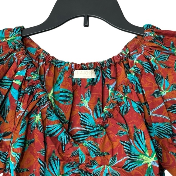 Ulla Johnson Cecile Midi Dress Tropical in Moon Flower Print size 2 puff sleeve - Picture 7 of 16